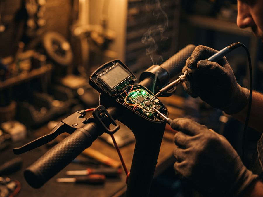 Display und Controller am E-Scooter-Lenker